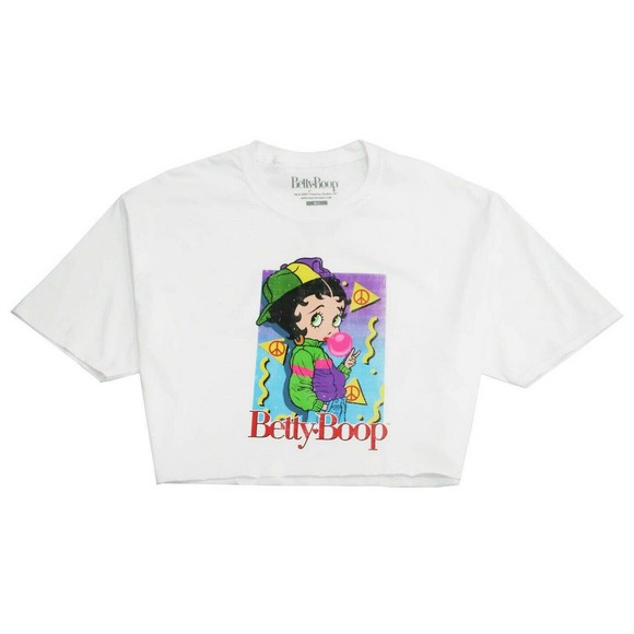Betty Boop Women's Officially Licensed Vintage Art Crop Top Tee T-Shirt - White - Picture 1 of 1